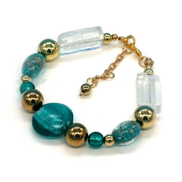 My Bead Emporium Jewelry - Bracelet Gold Pearls Glass Adjustable Lobster Clasp